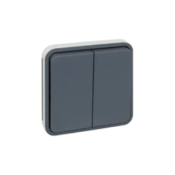 Double Bouton Poussoir étanche à Encastrer 10A - Gris