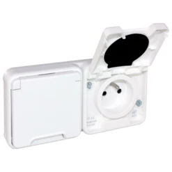 Double Prise De Courant Encastrée Horizontale étanche 2P+T 16A Blanc - OXXO