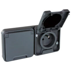 Double Prise De Courant Encastrée Horizontale étanche 2P+T 16A Gris - OXXO