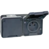 Double Prise De Courant Horizontale étanche 2P+T 16A Gris IP55 OXXO Eur'Ohm