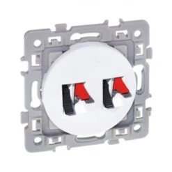 Double Prise Haut-parleur SQUARE - 250V - Blanc