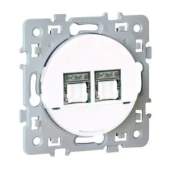 Double Prise RJ45 SQUARE Cat6 Grade3 - Multimédia STP - 250V - Blanc