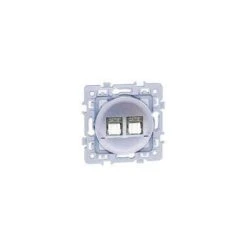 Double Prise RJ45 SQUARE Cat6 Grade3 - Multimédia STP - 250V - Silver
