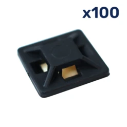 Embase Adhésive Pour Collier - 28x28 Mm - Noir - X100