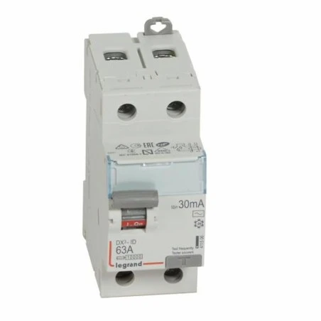 Interrupteur Différentiel 2P 230V~ 63A Type AC 30mA - 2 Modules LEGRAND 1 Interrupteur Différentiel 2P 230V~ 63A Type AC 30mA - 2 Modules LEGRAND