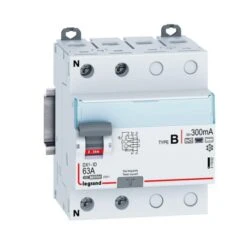 Legrand Interrupteur Différentiel DX³-ID Arrivée Haute / Départ Bas Par Bornes à Vis - 2P 230V~ 63A Type B 300mA - 4 Modules