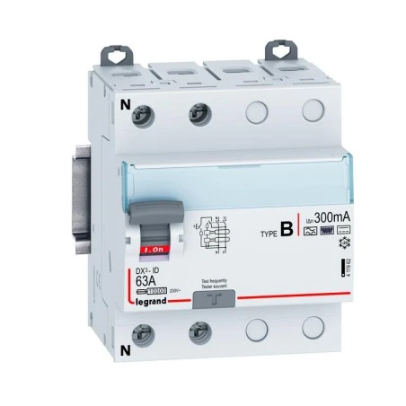 Legrand Interrupteur Différentiel DX³-ID Arrivée Haute / Départ Bas Par Bornes à Vis - 2P 230V~ 63A Type B 300mA - 4 Modules 1 Legrand Interrupteur Différentiel DX³-ID Arrivée Haute / Départ Bas Par Bornes à Vis - 2P 230V~ 63A Type B 300mA - 4 Modules