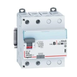 Legrand Interrupteur Différentiel DX³-ID Arrivée Haute / Départ Bas Par Bornes à Vis - 2P 230V~ 63A Type B 30mA - 4 Modules