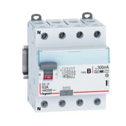 Legrand Interrupteur Différentiel DX³-ID Arrivée Haute / Départ Bas Par Bornes à Vis - 4P 400V~ 63A Type B 300mA - 4 Modules
