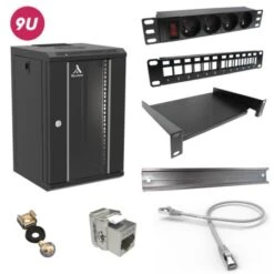 Kit Coffret Réseau 10" - Coffret 9U + Rail DIN + Accessoires - 310 X 300 X 485mm