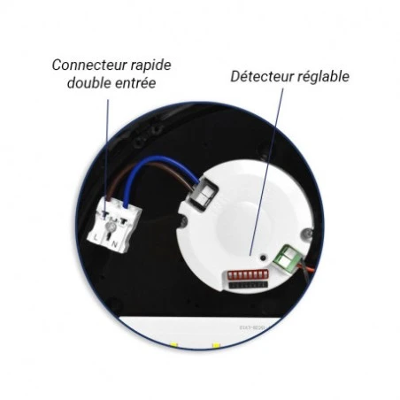 LED Hublot Rond Ø300 18W 1800LM 4000K IP65 Asymétrique Noir + Détecteur RF Préavis D'extinction 3 LED Hublot Rond Ø300 18W 1800LM 4000K IP65 Asymétrique Noir + Détecteur RF Préavis D'extinction – Image 3