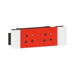 LEGRAND - Prise De Courant Double 2P+T Surface Rouge à Détrompage Soluclip Pour Goulotte Mosaic à Clippage Direct 4 Modules