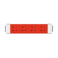 LEGRAND - Prise De Courant Quadruple 4x2P+T Surface Rouge à Détrompage Soluclip Pour Goulotte Mosaic à Clippage Direct 8 Modules