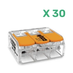 Mini Borne WAGO Pour 3 Conducteurs, 6mm², Avec Leviers De Manipulation - Boite De 30