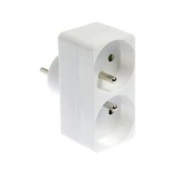 Multiprise Biplite - 2 Sorties Frontales 2P+T 16A - Blanc