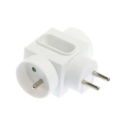 Multiprise Triplite - 2 Sorties Latérales 2P+T 16A + 1 Frontale 2P 6A - Blanc