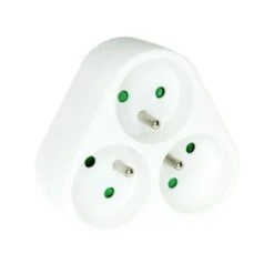 Multiprise Triplite - 3 Sorties Frontales En Triangle 2P+T 16A - Blanc