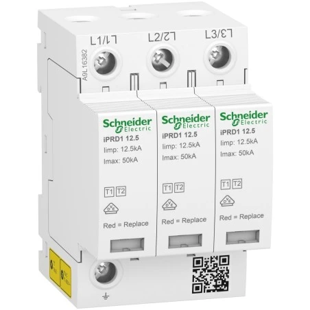 Schneider® Parafoudre IPRD1 12,5r - Débrochable Type 1 - 3P - 350V - Report Signal - TT TN - Acti9 1 Schneider® Parafoudre IPRD1 12,5r - Débrochable Type 1 - 3P - 350V - Report Signal - TT TN - Acti9