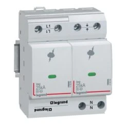 Legrand Parafoudre Protection Instal. De Risque Très élevé T1 + T2 Iimp 25kA/pôle - 1P+N - 4 Modules