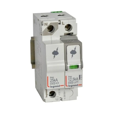Legrand Parafoudre Protection Tableau Principal T1 + T2 Iimp 12,5kA/pôle - 1P+N - 2 Modules 1 Legrand Parafoudre Protection Tableau Principal T1 + T2 Iimp 12,5kA/pôle - 1P+N - 2 Modules