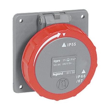 Legrand Prise à Entraxes Unifiés Hypra 3P+T - 380V~ à 415V~ - Plastique - IP66/67-55 1 Legrand Prise à Entraxes Unifiés Hypra 3P+T - 380V~ à 415V~ - Plastique - IP66/67-55