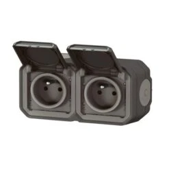 Prise De Courant Double Précâblée 2x2P+T 16A 250V~ LEGRAND étanche Plexo Anthracite IP55 IK08 -Maison Moderne Electricite prise de courant double precablee 2x2pt 16a 250v legrand etanche plexo anthracite ip55 ik08 2