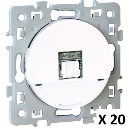 Prise RJ45 SQUARE - Lot De 20 - Cat 5E Grade1 UTP - 250V - Blanc 1 Prise RJ45 SQUARE - Lot De 20 - Cat 5E Grade1 UTP - 250V - Blanc