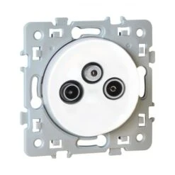 Prise TV+FM+SAT SQUARE 1 Poste - 250V - Blanc