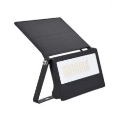 Projecteur Extérieur LED Solaire - Noir - 12W 3000°K + Détecteur RF