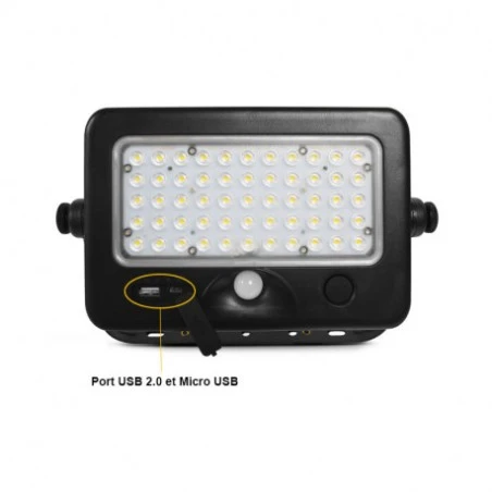 Projecteur LED Solaire Avec Détecteur - 10W 4000°K IP44 + Chargeur USB 4 Projecteur LED Solaire Avec Détecteur - 10W 4000°K IP44 + Chargeur USB – Image 4