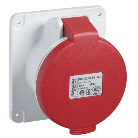 Schneider® Socle De Prise Droite 32A - 3P+T - 380-415 V CA - IP44 - à Vis - PRATIKA 1 Schneider® Socle De Prise Droite 32A - 3P+T - 380-415 V CA - IP44 - à Vis - PRATIKA