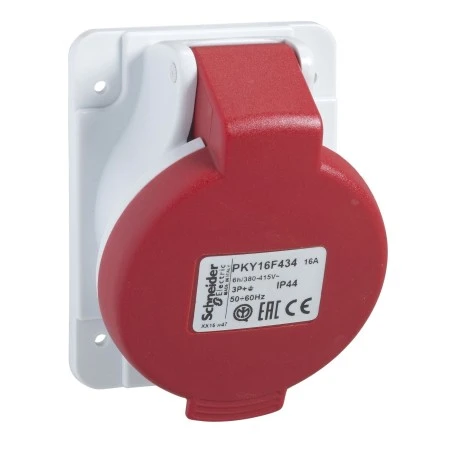 Schneider® Socle De Prise Industrielle Coudée 16 A - 3P+T - 380-415 V CA - IP44 - PRATIKA 1 Schneider® Socle De Prise Industrielle Coudée 16 A - 3P+T - 380-415 V CA - IP44 - PRATIKA