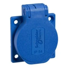 Schneider® Socle De Prise NF 50x50mm - 2P+T 10-16 A - IP54 - Connex. Arr. - Bleu - PRATIKA