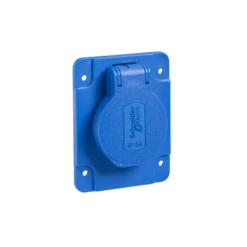 Schneider® Socle De Prise NF 65x85mm - 2P+T 10-16 A - IP54 - Connex. Arr. - Bleu - PRATIKA