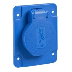 Schneider® Socle De Prise Schuko 65x85mm - 2P+T 10-16 A IP54 Connex. Arr. - Bleu - PRATIKA