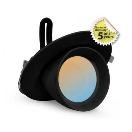 Spot LED Escargot Rond - Inclinable / Orientable 38W CCT - Noir 1 Spot LED Escargot Rond - Inclinable / Orientable 38W CCT - Noir