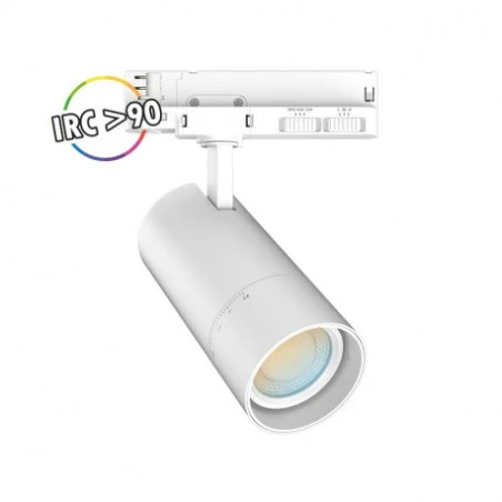 Spot LED Sur Rail Avec Adaptateur 3 Allumages - Blanc - 10/15/20W CCT - Angle Ajustable 1 Spot LED Sur Rail Avec Adaptateur 3 Allumages - Blanc - 10/15/20W CCT - Angle Ajustable