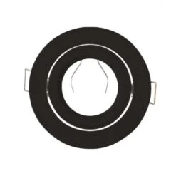 Support Spot LED Encastrable Plafond Rond 1/4 De Tour - Orientable - Noir - Ø95mm