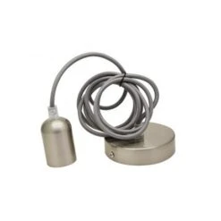 Suspension Douille E27 Métal M006 Cylindre Rond Brossé Nickel - Câble 2m