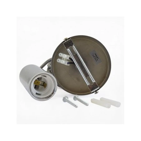 Suspension Douille E27 Métal M009 Cylindre Chrome + Câble 2m 2 Suspension Douille E27 Métal M009 Cylindre Chrome + Câble 2m – Image 2