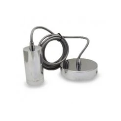 Suspension Douille E27 Métal M009 Cylindre Chrome + Câble 2m